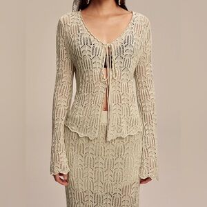 NWT COMMENSE Crochet Knit Set Linen Blend Festival Size Medium